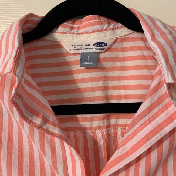pink and white striped half sleeve button up - Picture 3 of 5